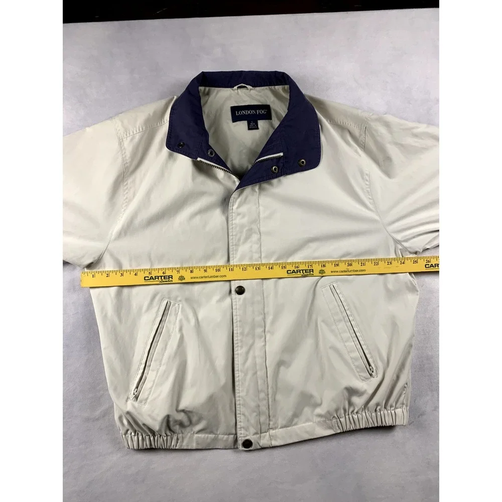 London Fog Windbreaker Jacket Mens Large Beige Lightweight Bomber 90s‎ Vintage